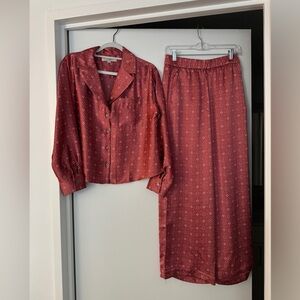 Dark pink LOFT satin set